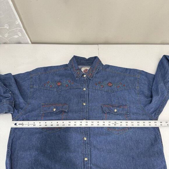 Vintage Forelli Womens Top 18 Blue Pearl Snap Shirt Embroidered Western Rodeo - Picture 4 of 11